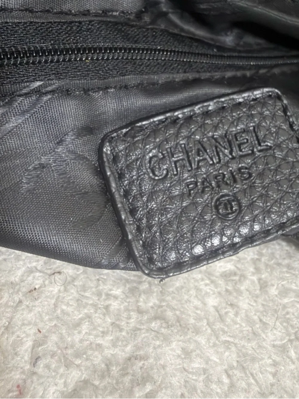 CC Black Pebbled Leather Tote with Double Handles - Picture 5 of 14
